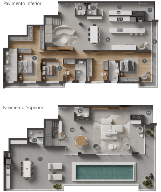 Planta do apartamento duplex