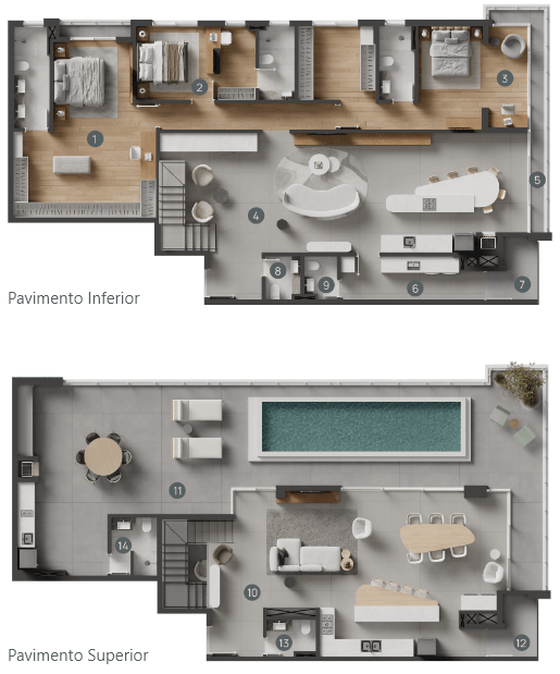 Planta do apartamento duplex