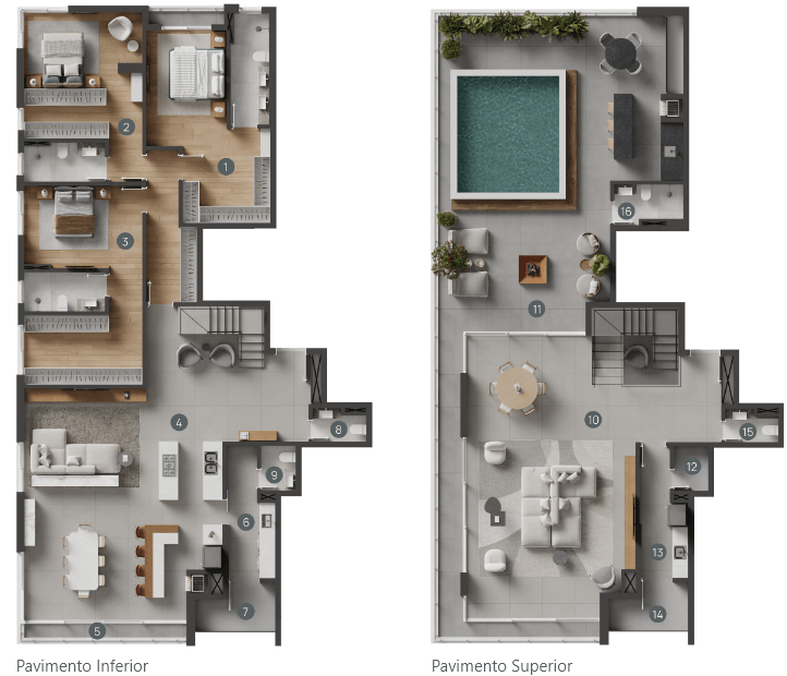 Planta do apartamento duplex